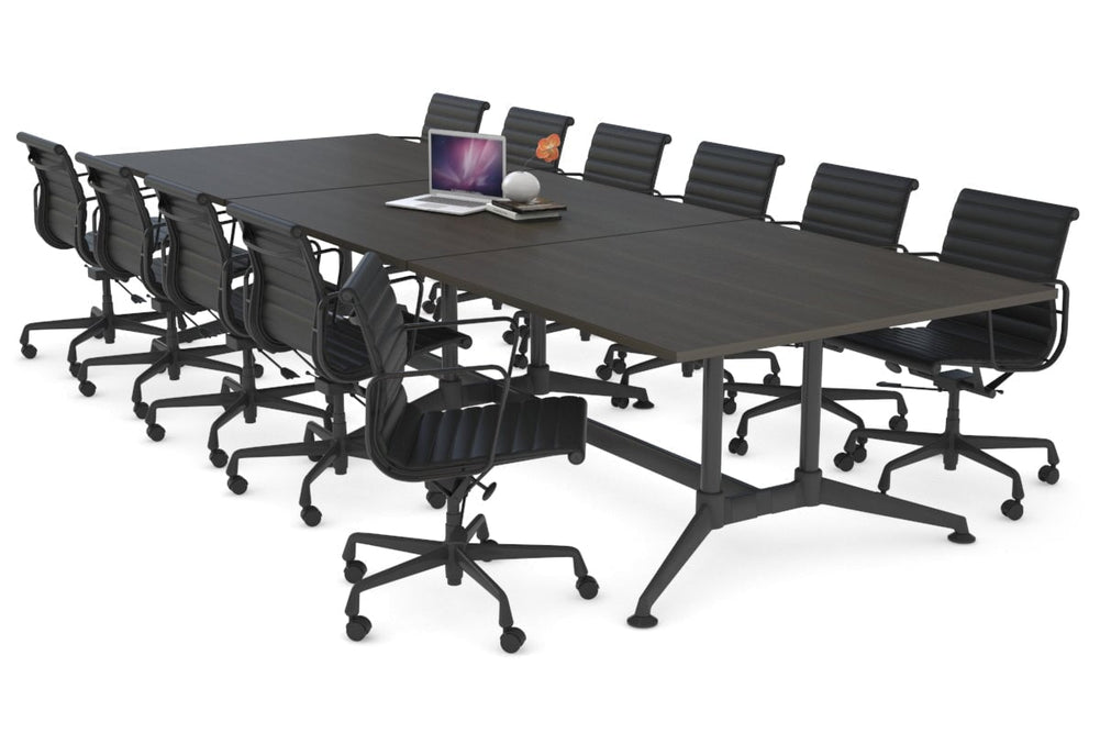 Boardroom Table Premium Indented Black Legs Blackjack [3600L x 1200W]-dark oak  