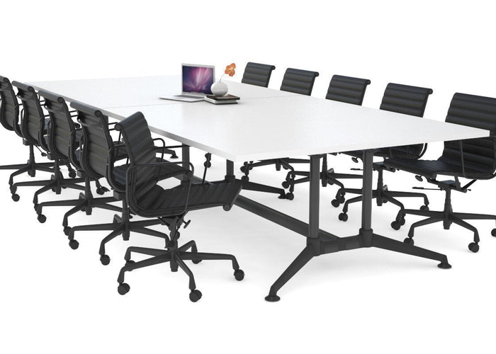 Boardroom Table Premium Indented Black Legs Blackjack [3600L x 1500W] Ooh La La white 