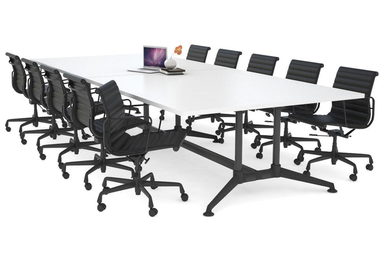 Boardroom Table Premium Indented Black Legs Blackjack [3600L x 1500W] Ooh La La white 