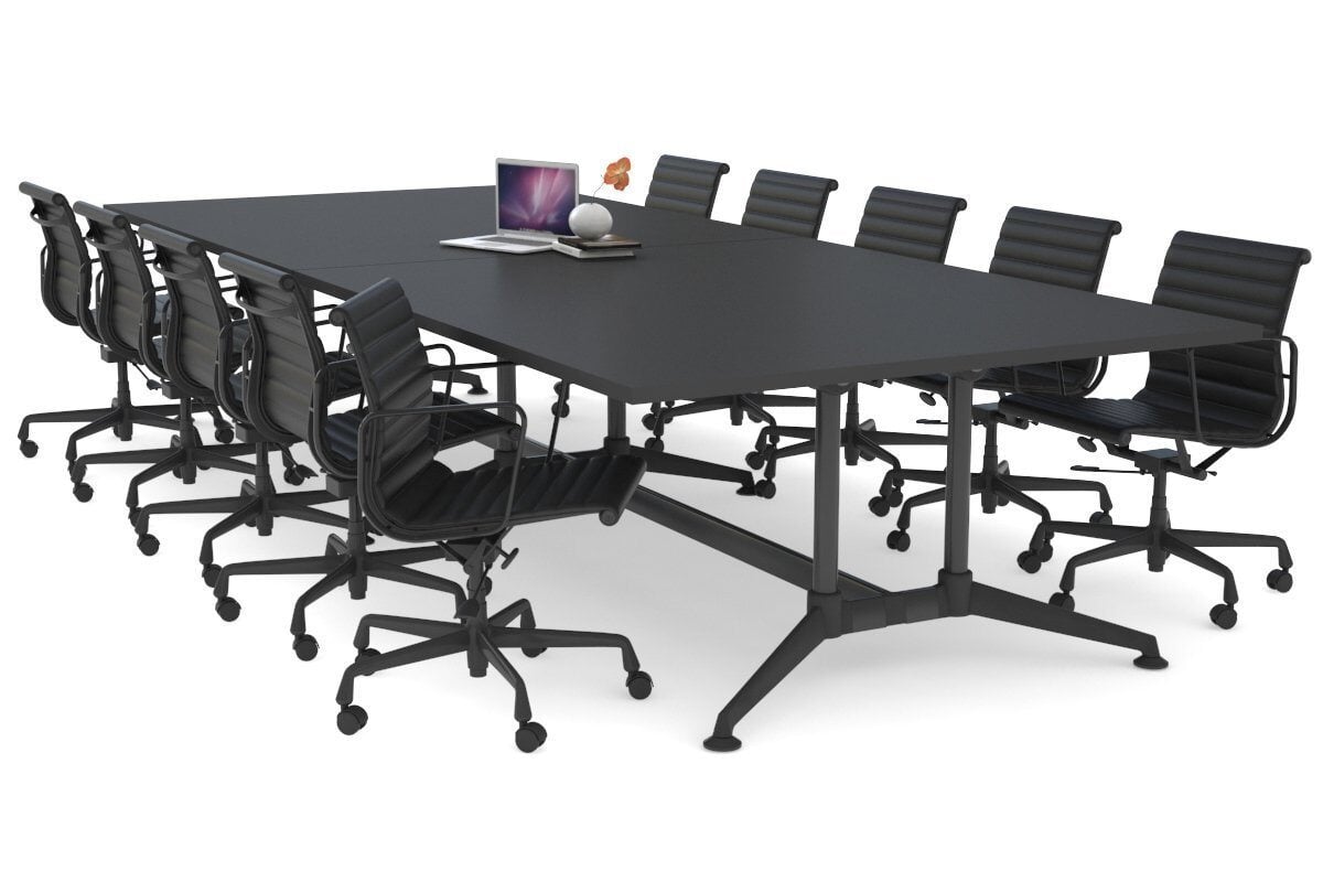 Boardroom Table Premium Indented Black Legs Blackjack [3600L x 1500W] Ooh La La black 