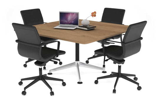 Boardroom Table Premium Indented Chrome Legs Blackjack [1100L x 1100W with Rounded Corners] Ooh La La salvage oak 