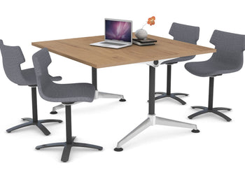 Boardroom Table Premium Indented Chrome Legs Blackjack [1200L x 1200W] Ooh La La salvage oak 