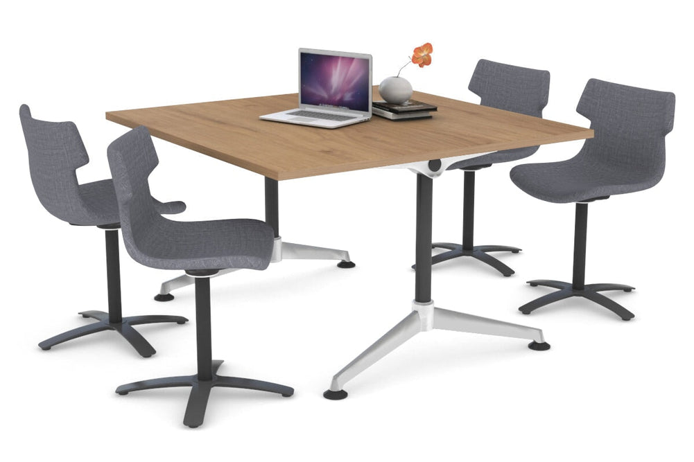 Boardroom Table Premium Indented Chrome Legs Blackjack [1200L x 1200W]-salvage oak  