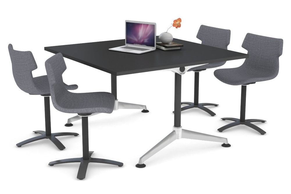 Boardroom Table Premium Indented Chrome Legs Blackjack [1200L x 1200W]-black  