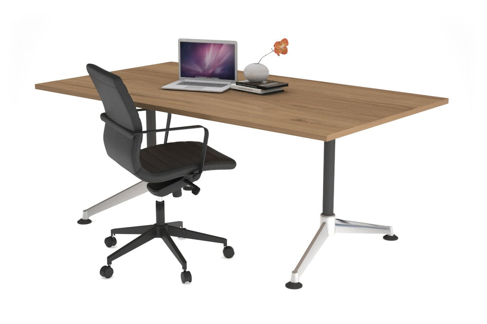 Boardroom Table Premium Indented Chrome Legs Blackjack [1600L x 800W]-salvage oak  