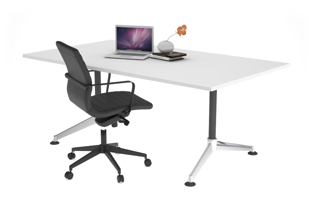 Boardroom Table Premium Indented Chrome Legs Blackjack [1600L x 800W]-white  