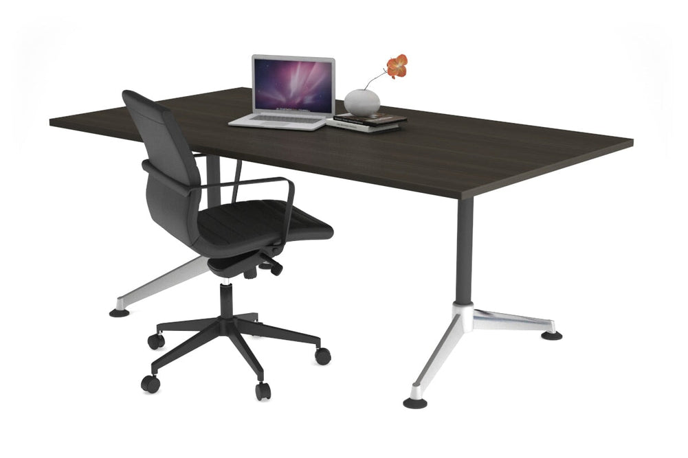 Boardroom Table Premium Indented Chrome Legs Blackjack [1600L x 800W]-dark oak  