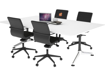 Boardroom Table Premium Indented Chrome Legs Blackjack [1800L x 1100W with Rounded Corners] Ooh La La white 