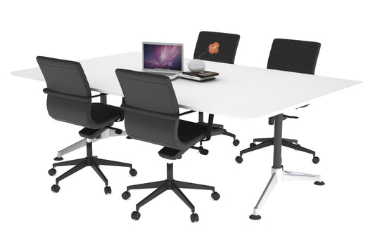 Boardroom Table Premium Indented Chrome Legs Blackjack [1800L x 1100W with Rounded Corners] Ooh La La white 