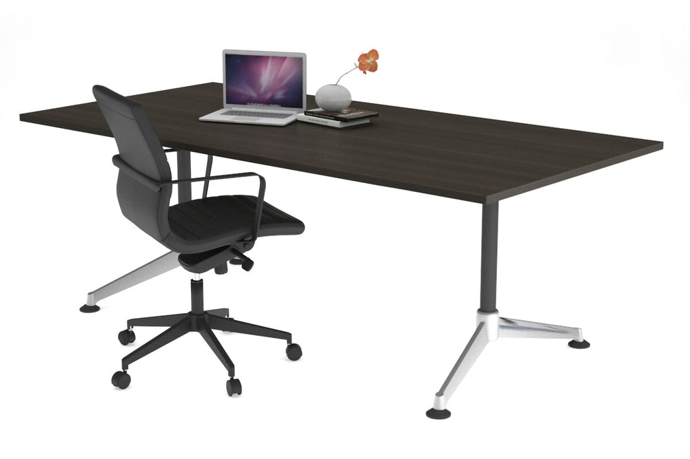 Boardroom Table Premium Indented Chrome Legs Blackjack [1800L x 800W]-dark oak  