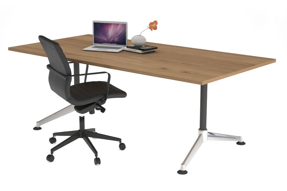 Boardroom Table Premium Indented Chrome Legs Blackjack [1800L x 800W]-salvage oak  