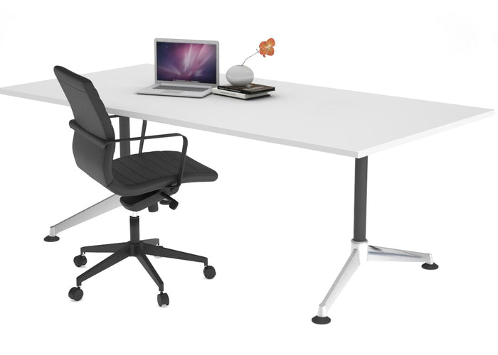 Boardroom Table Premium Indented Chrome Legs Blackjack [1800L x 800W] Ooh La La white 