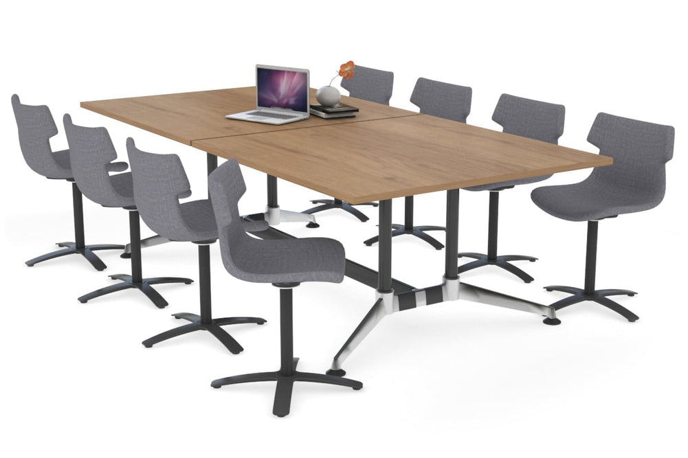 Boardroom Table Premium Indented Chrome Legs Blackjack [2400L x 1200W]-salvage oak  