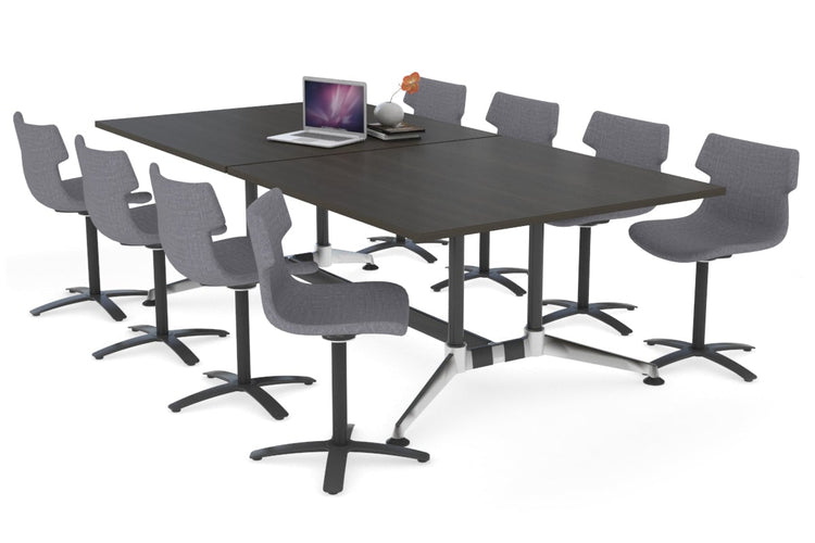 Boardroom Table Premium Indented Chrome Legs Blackjack [2400L x 1200W] Ooh La La dark oak 