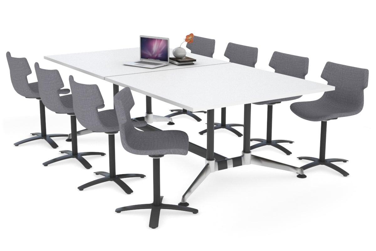 Boardroom Table Premium Indented Chrome Legs Blackjack [2400L x 1200W] Ooh La La white 