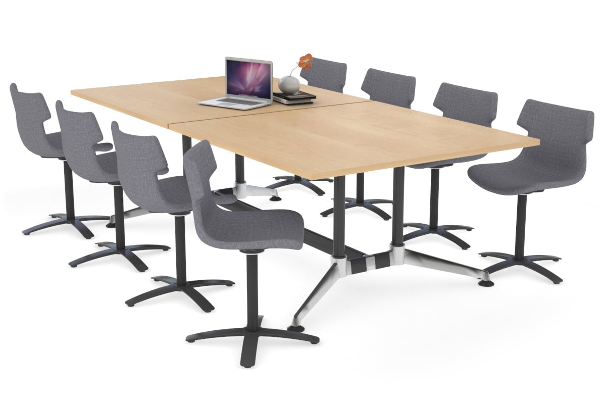 Boardroom Table Premium Indented Chrome Legs Blackjack [2400L x 1200W] Ooh La La maple 