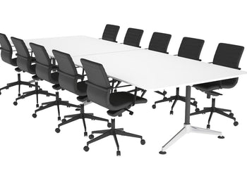 Boardroom Table Premium Indented Chrome Legs Blackjack [3200L x 1100W with Rounded Corners] Ooh La La white 