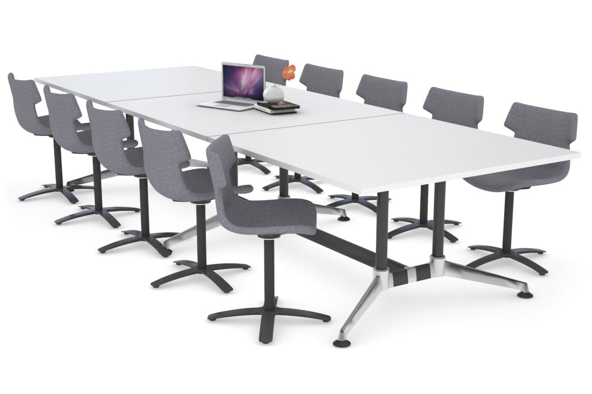 Boardroom Table Premium Indented Chrome Legs Blackjack [3600L x 1200W]-white  