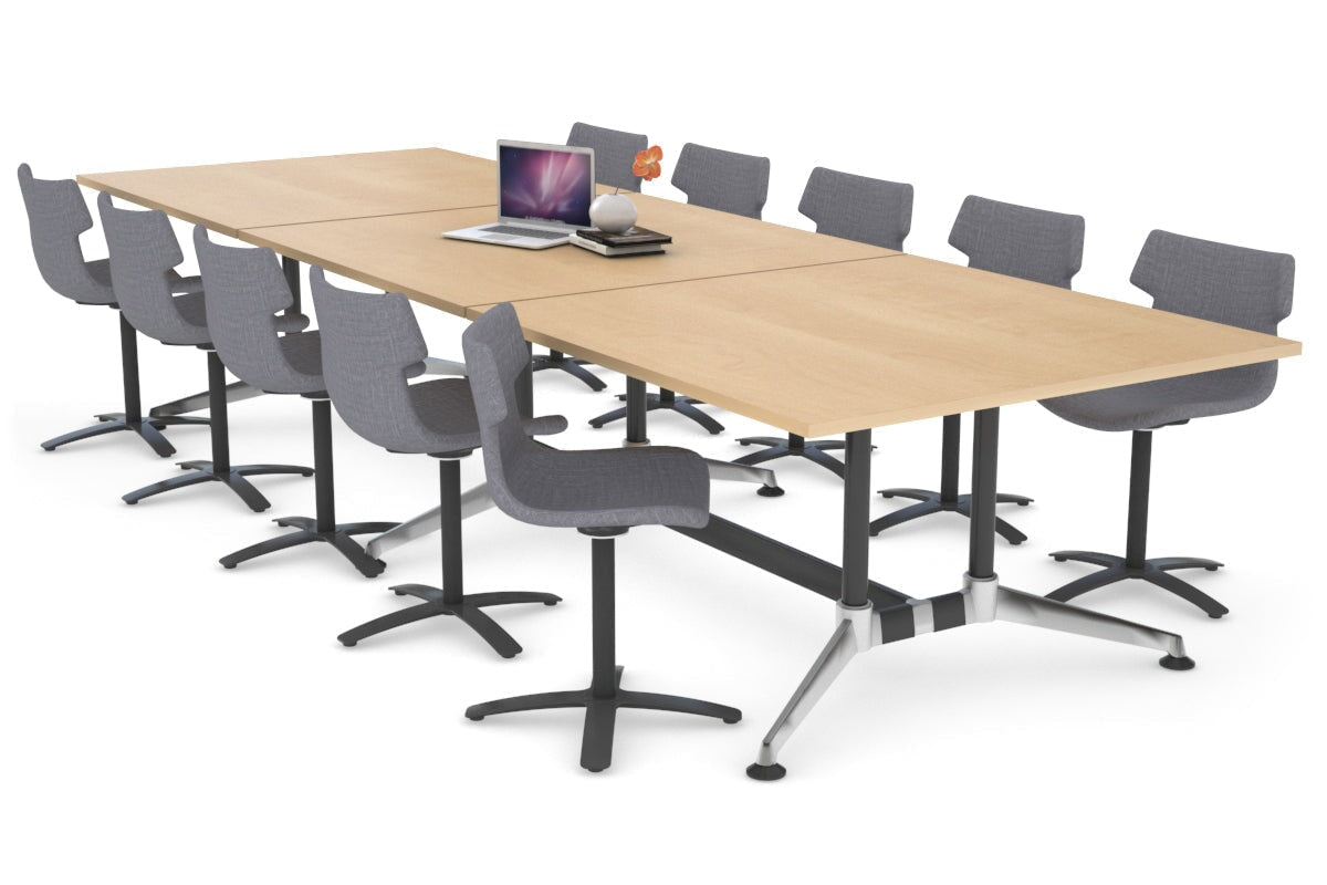 Boardroom Table Premium Indented Chrome Legs Blackjack [3600L x 1200W] Ooh La La maple 