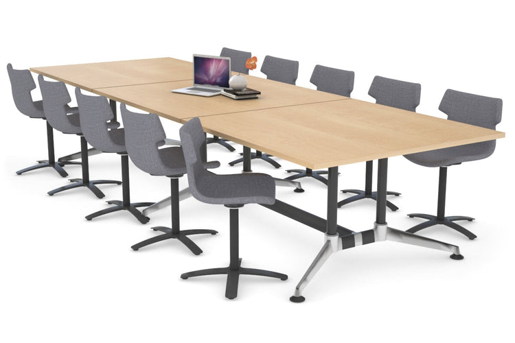 Boardroom Table Premium Indented Chrome Legs Blackjack [3600L x 1200W] Ooh La La maple 