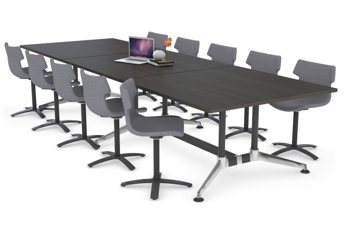 Boardroom Table Premium Indented Chrome Legs Blackjack [3600L x 1200W]-dark oak  
