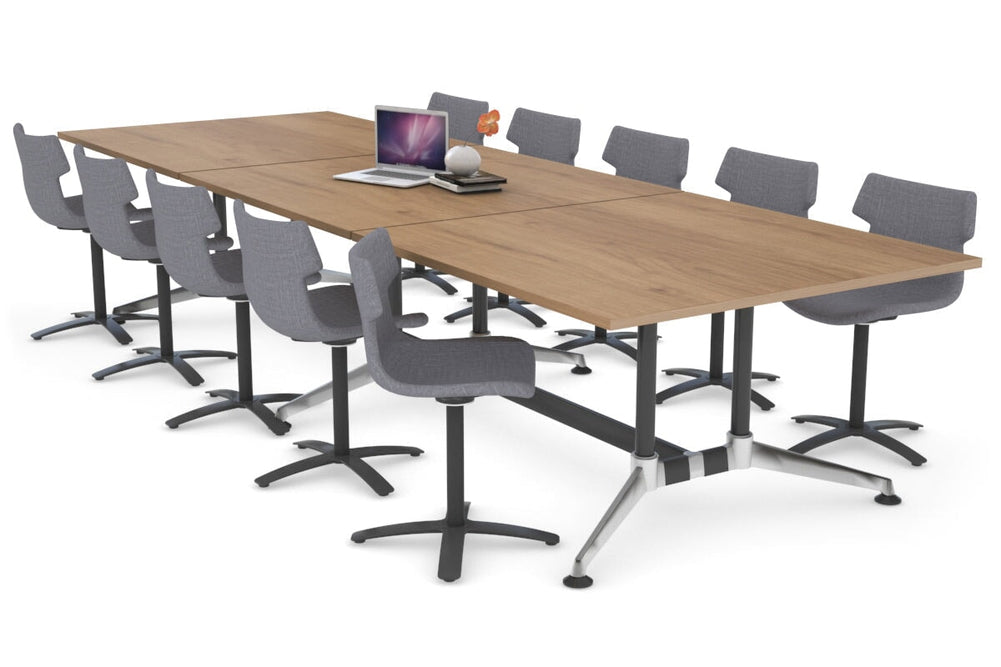 Boardroom Table Premium Indented Chrome Legs Blackjack [3600L x 1200W]-salvage oak  