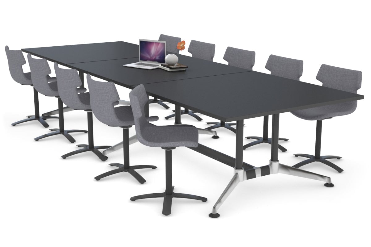 Boardroom Table Premium Indented Chrome Legs Blackjack [3600L x 1200W]-black  