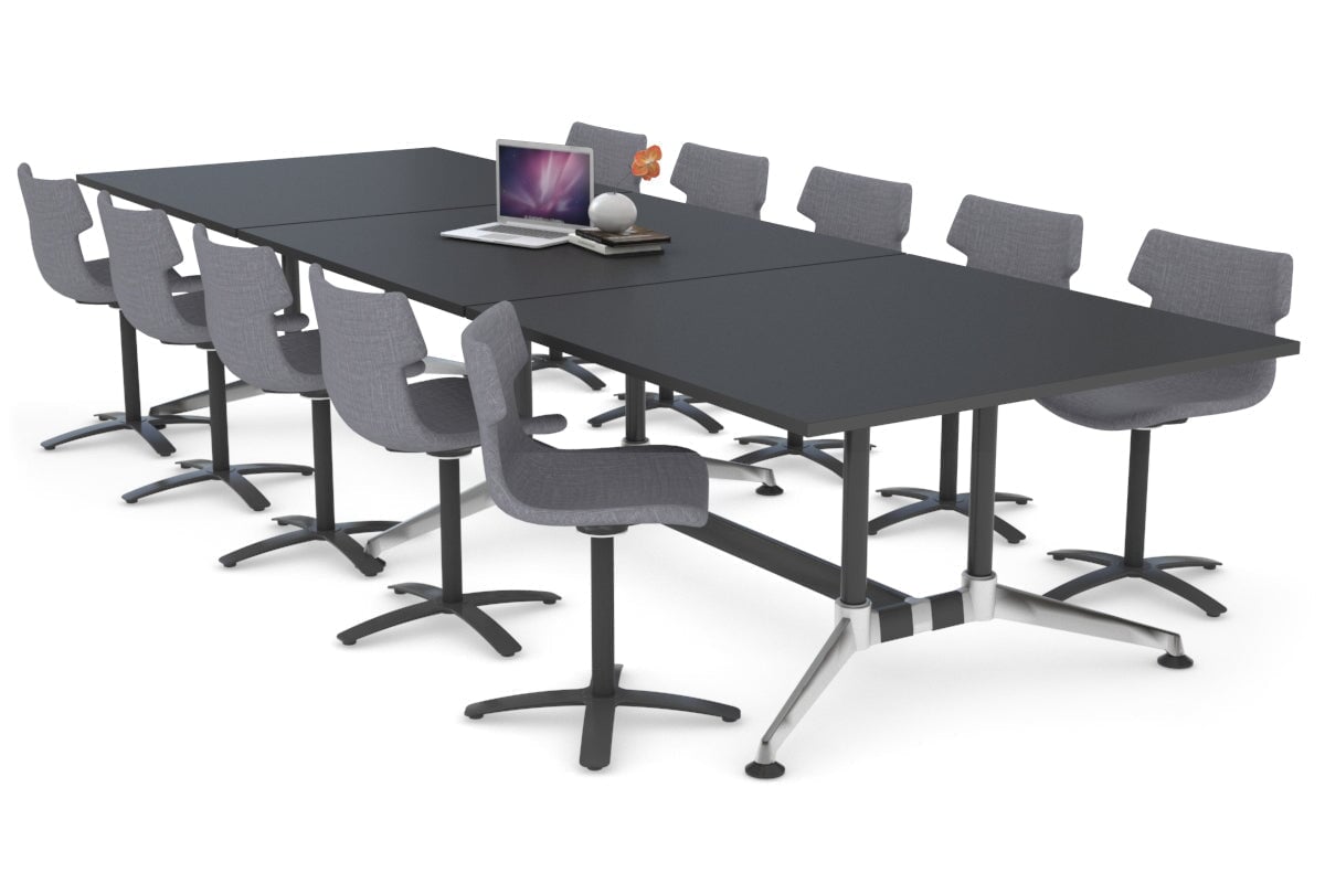 Boardroom Table Premium Indented Chrome Legs Blackjack [3600L x 1200W] Ooh La La black 