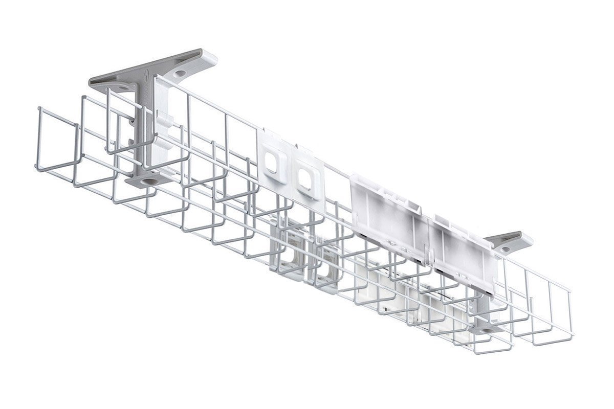 DPG Cable Management Basket Back to Back Metal+Tray Including 2 Power Plate 4 Data Bezels DPG 1550 white 