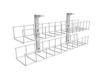 Cable Management Basket Dual Tier Metal Tray Jasonl 950 white 