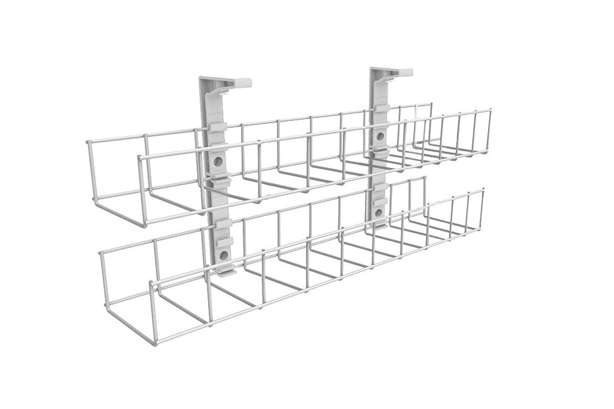 Cable Management Basket Dual Tier Metal Tray Jasonl 950 white 