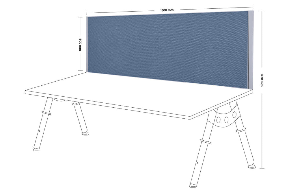 Clearance Desk Mounted Privacy Screen with Clamp Bracket - Silver Frame-500Hx1800W ocean  