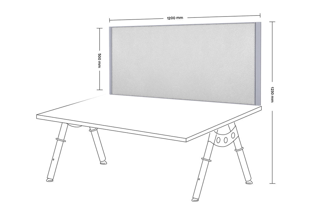 Clearance Desk Mounted Privacy Screen with Clamp Bracket - Silver Frame-500Hx1200W city  