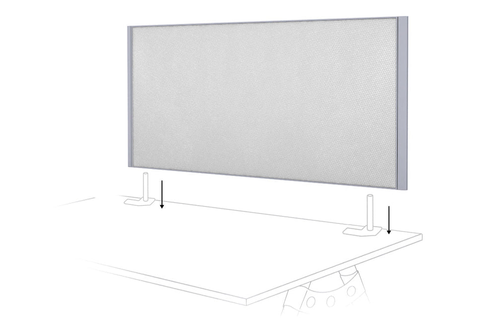 Clearance Desk Mounted Privacy Screen with Clamp Bracket - Silver Frame-500Hx1800W city  