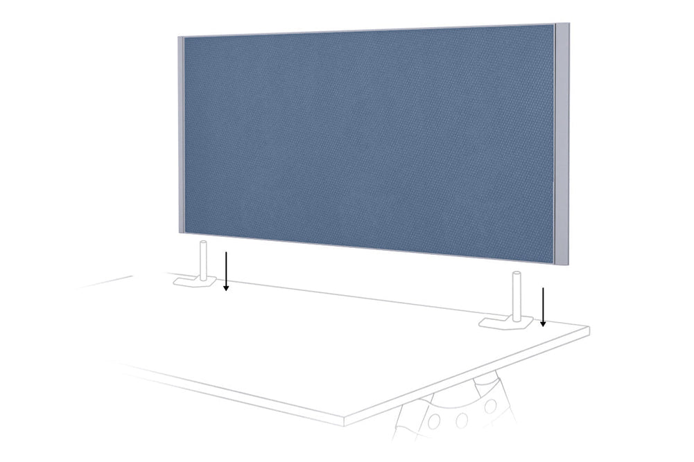 Clearance Desk Mounted Privacy Screen with Clamp Bracket - Silver Frame-500Hx1800W city  
