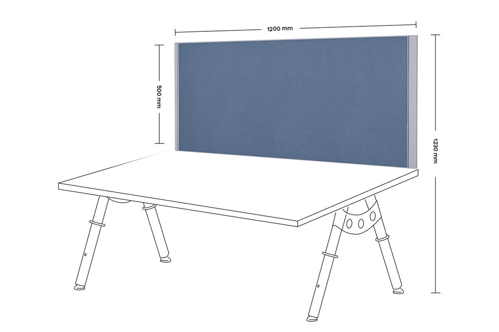 Clearance Desk Mounted Privacy Screen with Clamp Bracket - Silver Frame-500Hx1200W ocean  