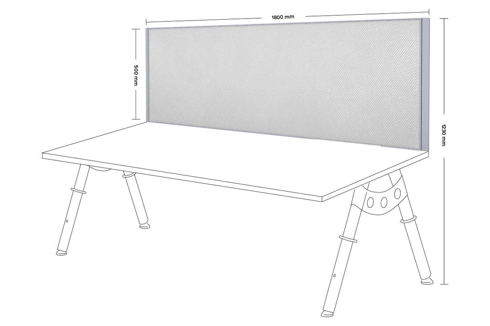 Clearance Desk Mounted Privacy Screen with Clamp Bracket - Silver Frame-500Hx1800W city  