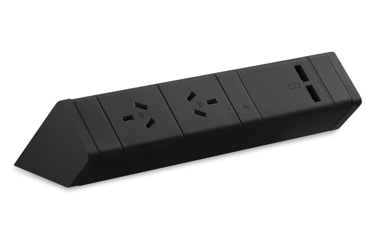 CMS Athena Rail 2 Black - Above Desk Power [2 Power] CMS 2 power/2 usb-a/a none none
