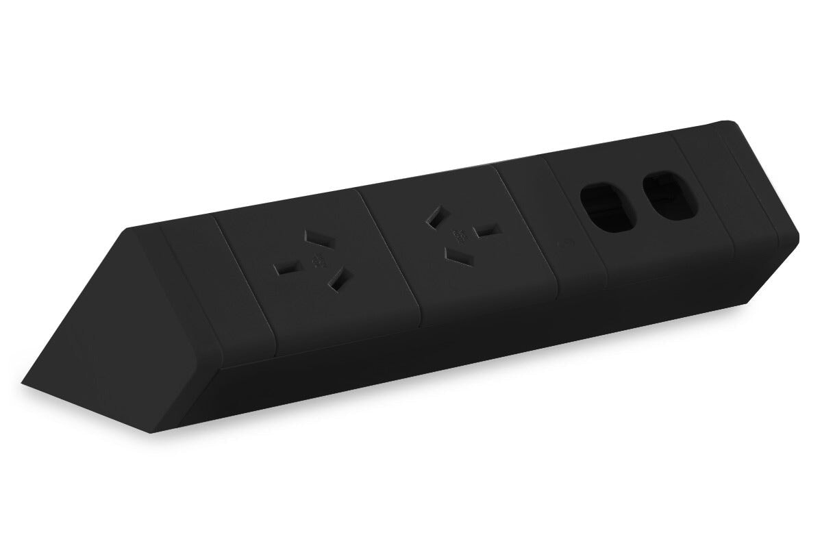 CMS Athena Rail 2 Black - Above Desk Power [2 Power] CMS 2 power/2 data none none