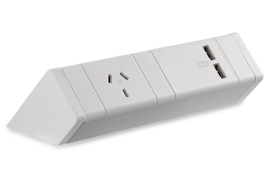 CMS Athena Rail 2 White - Above Desk Power [1 Power] CMS 1 power/2 usb-a/a none none