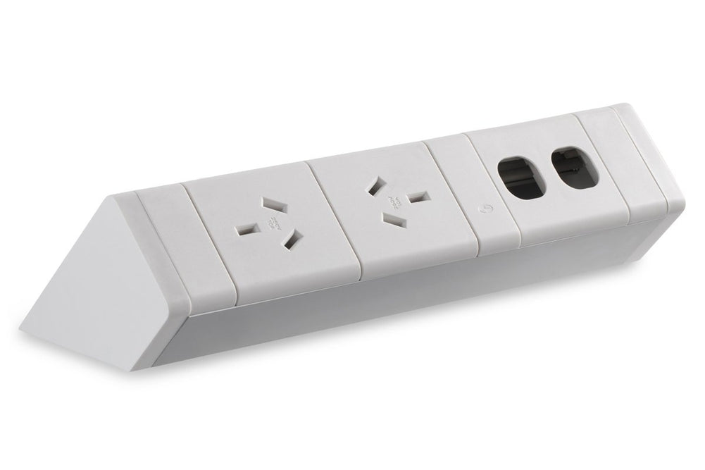 CMS Athena Rail 2 White - Above Desk Power [2 Power]-2 power/2 data none none