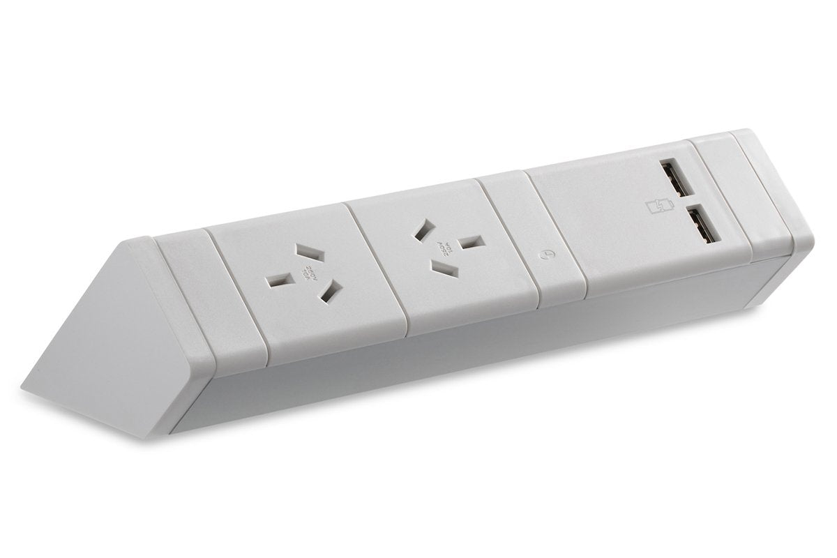 CMS Athena Rail 2 White - Above Desk Power [2 Power] CMS 2 power/2 usb-a/a none none