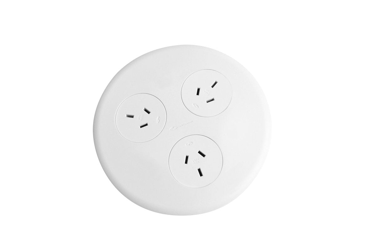 CMS Blinky In Desk Module with 10A 3-Pin Plug [White] CMS 3 Power 