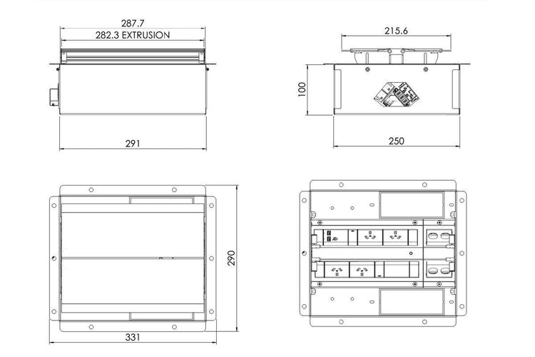 CMS Executive Box - In Desk Power [2 Power] CMS 