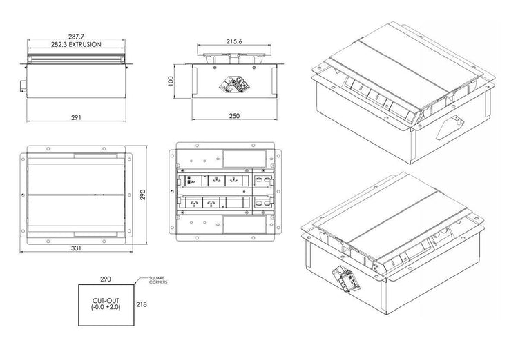 CMS Executive Box - In Desk Power [2 Power] CMS 