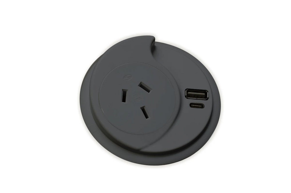 CMS KonexUS - In Desk Power [Black]-1 Power/1 Data/2 USB-A/C  