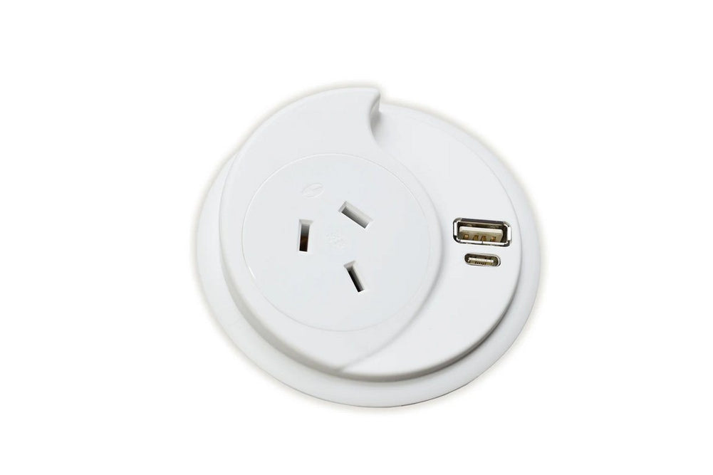 CMS KonexUS - In Desk Power [White]-1 Power/1 Data/2 USB-A/C  