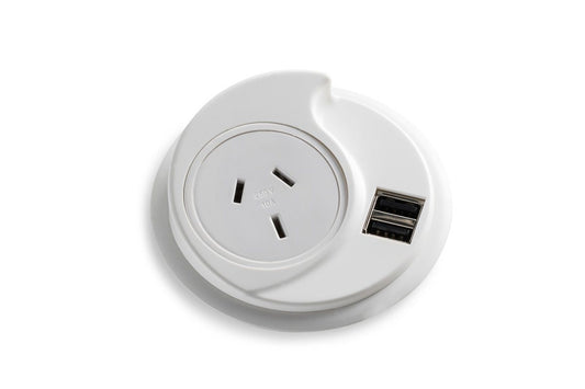 CMS KonexUS - In Desk Power [White] CMS 1 Power/1 Data/2 USB-A/A 