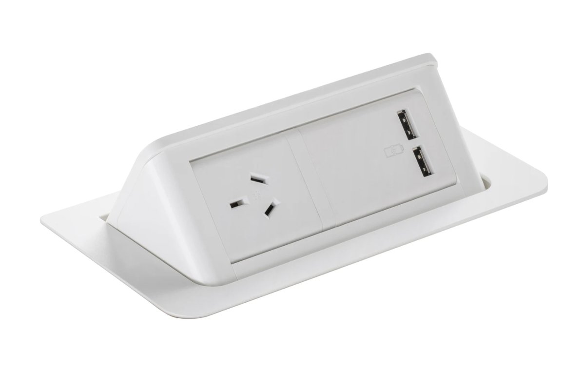 CMS Pop-up Module with 500mm Tag Lead [White] CMS 1 Power/2 USB 