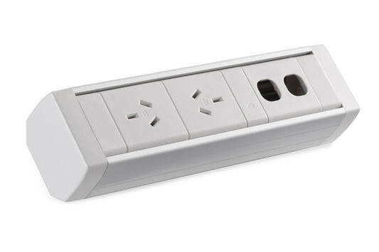 CMS Premier Rail White - Above Desk Power [2 Power] CMS 2 power/2 data none 